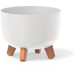 Prosperplast - Pot de fleurs bas 5,1L avec pieds amovibles et insert 238 mm, Blanc - Blanc