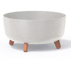 Prosperplast - Pot de fleurs bas 14,3L avec pieds amovibles et insert 380 mm, Blanc gres - Blanc gres