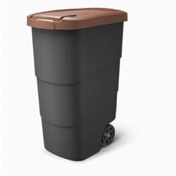 Prosperplast Wheeler Poubelle De 90 L Avec Roues Et Couvercle, Poubelle Universelle, En Plastique, Marron Sourcing Nbwb90-7589c