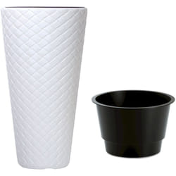 Prosperplast - Pot de fleurs tressé mince DPMT400 avec insert Blanc