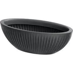 Le pot Latia Oval de couleur granit graphite a des dimensions de 58x24x20 cm, idéal pour donner une touche élégante au jardin ...