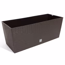Jardinière Terra Rato avec finition extérieure Simil Rattan pour l'intérieur, l'extérieur ou la terrasse. - Fabriqué en plast ...