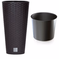 Pot de fleurs DRTUS250 avec insert - terre d'ombre Un pot de fleurs haut et élancé de la collection Rato avec une texture qui ...