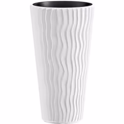 Prosperplast 45L Pot de fleurs avec insert Sandy Slim blanc