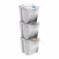 Ensemble de 3 bacs de recyclage de couleurs différentes de 25 litres chacun pour le papier, le verre et le plastique. - Sépar ...