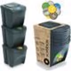 Conteneurs Mixtes Tri sélectif avec 3x25L compartiments gris