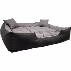Lit pour chien et chat avec coussin Ecco Nylon imperméable lavable ext: 75x65cm/int: 60x50cm Gris/noir