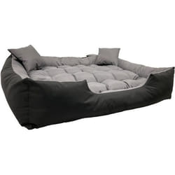 Lit pour chien et chat avec coussin Ecco Nylon imperméable lavable ext: 75x65cm/int: 60x50cm Gris/noir