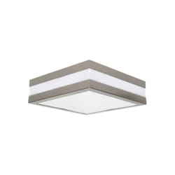 Plafonnier à Culot 2 x E27 étanche IP44 carré Nickel satiné