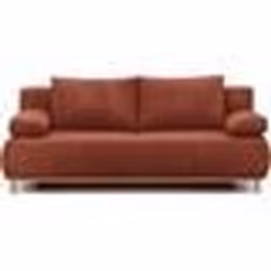 Banquette convertible 3 places MIKA - Velours côtelé Terracotta - Coffre de rangement - L 192 x H 84 x P 93 cm