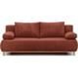 Banquette convertible 3 places MIKA - Velours côtelé Terracotta - Coffre de rangement - L 192 x H 84 x P 93 cm