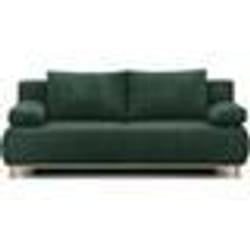 Banquette convertible 3 places MIKA - Velours côtelé Vert forêt - Coffre de rangement - L 192 x H 84 x P 93 cm