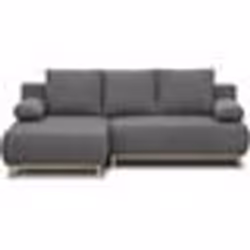 Canapé dangle gauche convertible MIKA 3 places - Tissu gris clair - Coffre de rangement - L218 x P98/145 x H84 cm