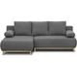 Canapé dangle gauche convertible MIKA 3 places - Tissu gris clair - Coffre de rangement - L218 x P98/145 x H84 cm