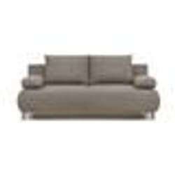 Banquette convertible 3 places MIKA - Tissu beige - Coffre de rangement - L 192 x H 84 x P 93 cm