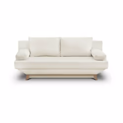 Banquette convertible 3 places beige - Coffre de rangement - Structure en pin massif , panneau de particules et contreplaqué  ...