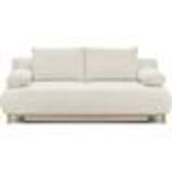 Banquette convertible 3 places MIKA - Tissu Bouclette beige - Coffre de rangement - L 192 x H 84 x P 93 cm