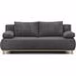 Banquette convertible 3 places MIKA - Velours côtelé gris foncé - Coffre de rangement - L 192 x H 84 x P 93 cm