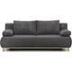 Banquette convertible 3 places MIKA - Velours côtelé gris foncé - Coffre de rangement - L 192 x H 84 x P 93 cm