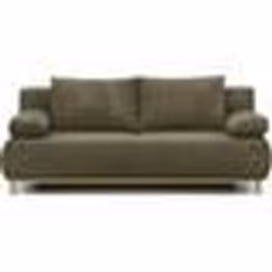 Banquette convertible 3 places MIKA - Velours côtelé vert kaki - Coffre de rangement - L 192 x H 84 x P 93 cm