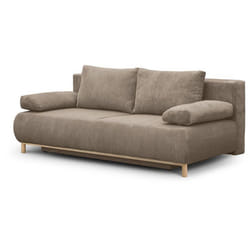 Canapé convertible - 3 places - MIKA - Velours côtelé taupe - Avec coffre de rangement - 192 x 93 x 84 cm