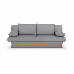 Élégante et fonctionnelle, la banquette convertible NAOTO en tissu gris clair transforme votre salon en un espace modulable s ...