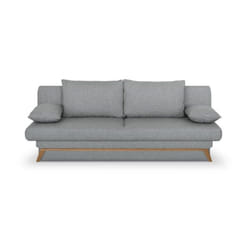 Banquette convertible - 3 places - NAOTO - Tissu gris clair - Coffre de rangement - 202 x 98 x 98 cm