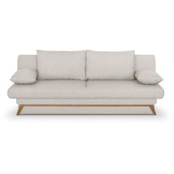 Sans Marque - Banquette Convertible - 3 Places - Naoto - Tissu Beige - Coffre De Rangement - 202 X 98 X 98 Cm