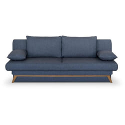 Banquette Convertible - 3 Places - Naoto - Tissu Bleu Foncé - Coffre De Rangement - 202 X 98 X 98 Cm