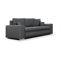 Canapé Convertible Avec Coffre De Rangement 3 Places - Indian - Tissu Gris Foncé Et Pieds Chrome - L250xh88xp98cm