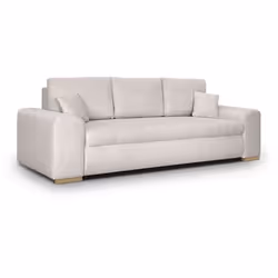 Canapé Convertible Avec Coffre De Rangement 3 Places - Indian - Tissu Beige Et Pieds Bois - L250xh88xp98cm - Vue supplémentaire 2
