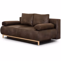 Canapé Convertible - 3 Places - Mika - Tissu Vintage Cuir Vieilli Marron Foncé - Coffre - 192 X 84 X 93 Cm - Vue supplémentaire 2
