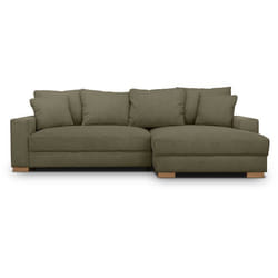 Canapé dangle convertible réversible - 3 places - MALLO - Tissu velours côtelé Kaki - 232 x 138/99 x 76 cm