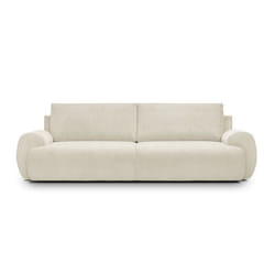 Canapé convertible - 3 places - MILO - Tissu velours côtelé Beige - Coffre de rangement - 254 x 99 x 84 cm