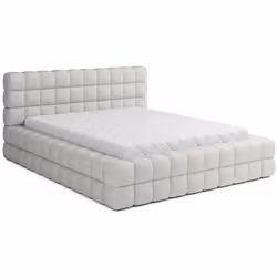 Lit coffre 180x200 sommier inclus Cloud tissu bouclette Blanc Collection : Cloud Fabrication : Fabrication Européenne Matéria ...