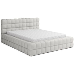 Lit coffre 180x200 sommier inclus Cloud tissu bouclette Blanc