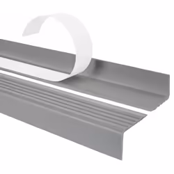 11m profilé descalier nez de marche adhésif antidérapant PVC gris ND 40 x 25 mm
