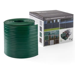 1 lamelle x 2525 m de bande d’occultation rigide pour grillage en PVC vert hauteur 19 cm épaisseur 15 mm. Montage sans clips de