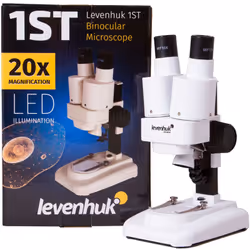 Le microscope Levenhuk 1ST possède une tête binoculaire et vous permet de travailler avec des minéraux, des pierres précieuse ...