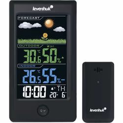 T hermo-hygromètre Levenhuk Wezzer Teo TH40 Fonctions : thermomètre, hygromètre, horloge, réveil, calendrier. Avec capteur à  ...