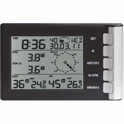 Station météo Levenhuk Wezzer PRO LP240 Fonctions : horloge, calendrier, réveil, thermomètre, hygromètre, anémomètre/capteur ...