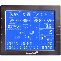 Station météo Levenhuk Wezzer PRO LP330 Fonctions : horloge, calendrier, réveil, thermomètre, baromètre, hygromètre, anémomèt ...