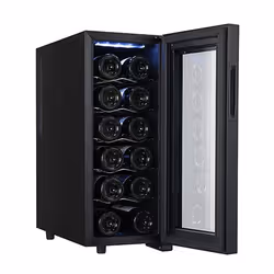Adler AD 8083, Refroidisseur de vin thermoélectrique, Pose libre, 12 bouteille(s), 50 W, G, Noir