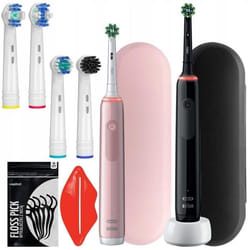 Brosse à dents électrique - Oral B - Pro 3 3900 - Pack duo - Accessoires inclus - Étuis de voyage