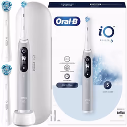 Brosse à dents électrique - Oral-B - iO Series 6 - Technologie magnétique - 5 modes de brossage - Gris Opale