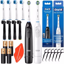 Brosse à dents électrique - Oral-B - DB5 Pro Battery - Duo Noir et Blanc - 10 brossettes incluses