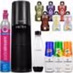 Saturateur eau gazeuse - SodaStream - Terra Noir - 1L - 3 Sirops - 6 Sachets Bolero - Bouteille incluse