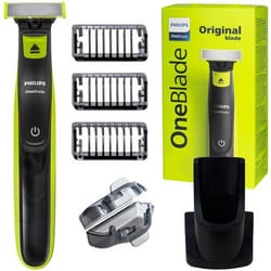 Rasoir électrique - Philips - OneBlade QP2724/10 - Tondeuse barbe 3 sabots - Utilisation humide et sèche - Avec base