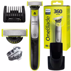 Rasoir électrique - Philips - OneBlade QP2734 20 - Lame 360 - Tondeuse barbe 5 longueurs - Socle inclus