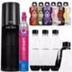 Machine à soda - Sodastream - Terra Noir - 3 bouteilles - Snap Lock - 1 cylindre CO2 - 6 saveurs sans sucre